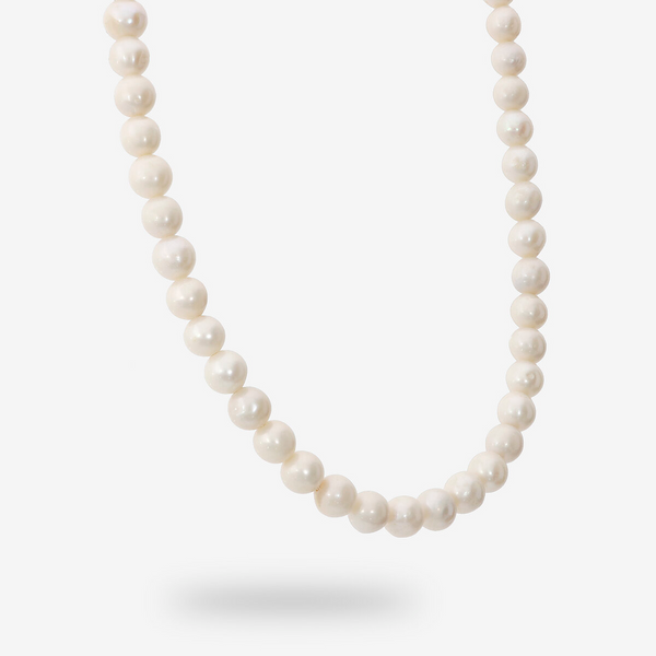 Necklace Choker in 925 Silver plated with 18Kt Yellow Gold with Mini White Ming Freshwater Pearls Ø 6/6.5 mm