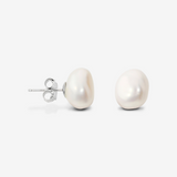 Orecchini in Argento 925 placcato Oro 18Kt con Perle Barocche a Pepita Bianche d'Acqua Dolce Ø 11/12 mm