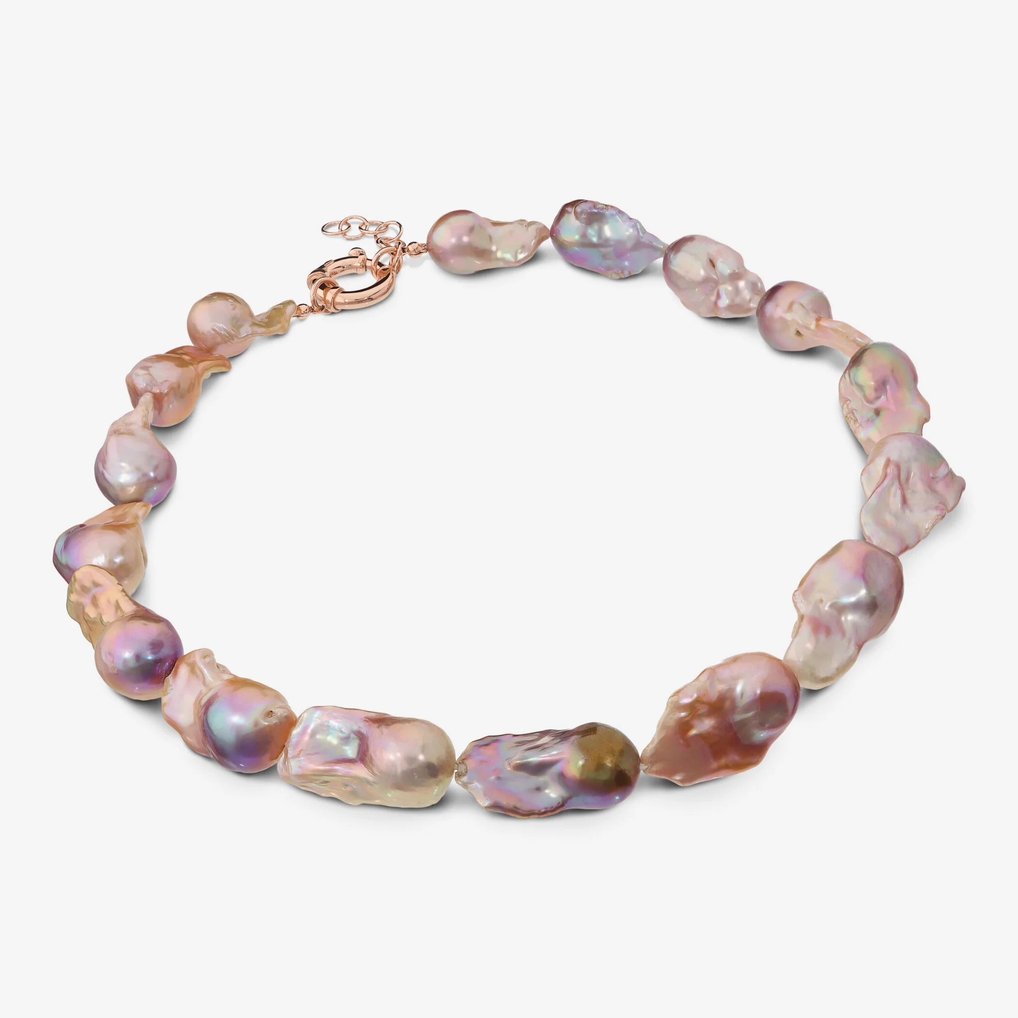 18Kt Rose Gold Plated 925 Sterling Silver Necklace with Scaramazze Multicolor Freshwater Shades Pearls Ø 13 mm