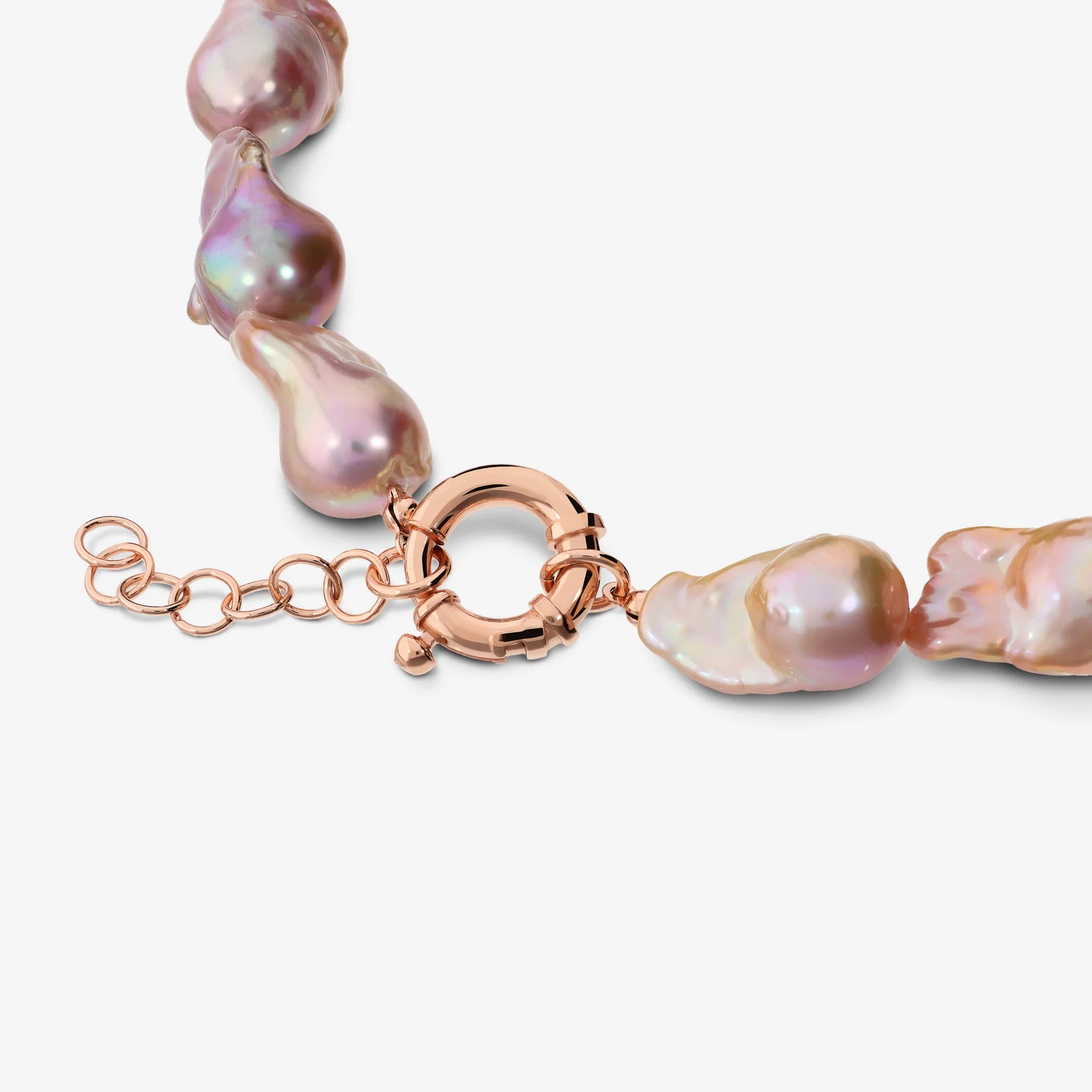 18Kt Rose Gold Plated 925 Sterling Silver Necklace with Scaramazze Multicolor Freshwater Shades Pearls Ø 13 mm