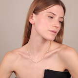 Collana Maglia Grumetta in Argento 925 placcato Oro Giallo 18Kt con Perle Bianche d'Acqua Dolce Ø 5/5.5 mm