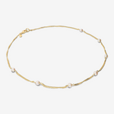 Collana Maglia Grumetta in Argento 925 placcato Oro Giallo 18Kt con Perle Bianche d'Acqua Dolce Ø 5/5.5 mm