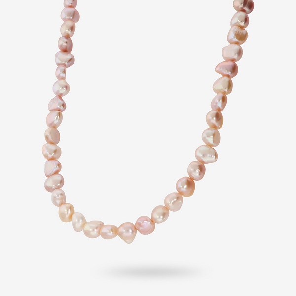 Collana Girocollo in Argento 925 placcato Oro Rosa 18Kt con Perle Barocche Multicolor d'Acqua Dolce Ø 8/9 mm