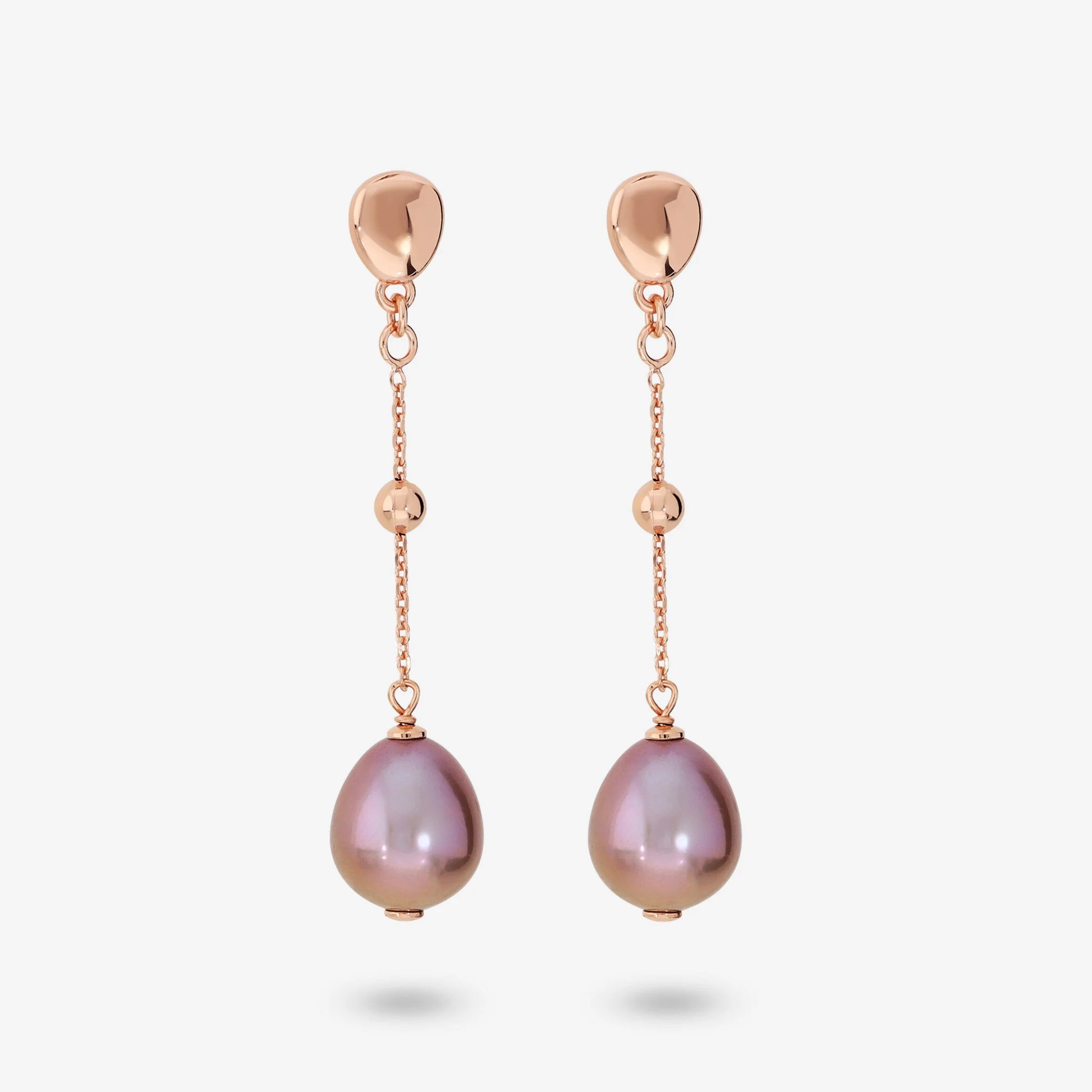925 Sterling Silber 18Kt Rose vergoldete Ohrringe mit glänzender Perle und mehrfarbigen Süßwasser Ming Perlen Ø 12/13 mm