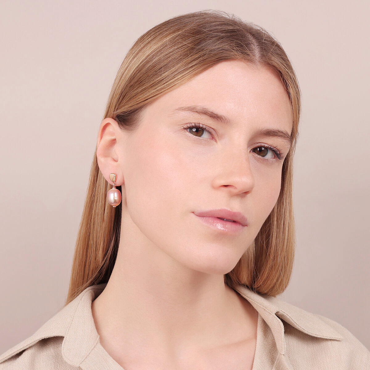 925 Silver Rose Gold Plated 18Kt Dangling Earrings with Multicolor Ming Freshwater Pearls Ø 12/13 mm