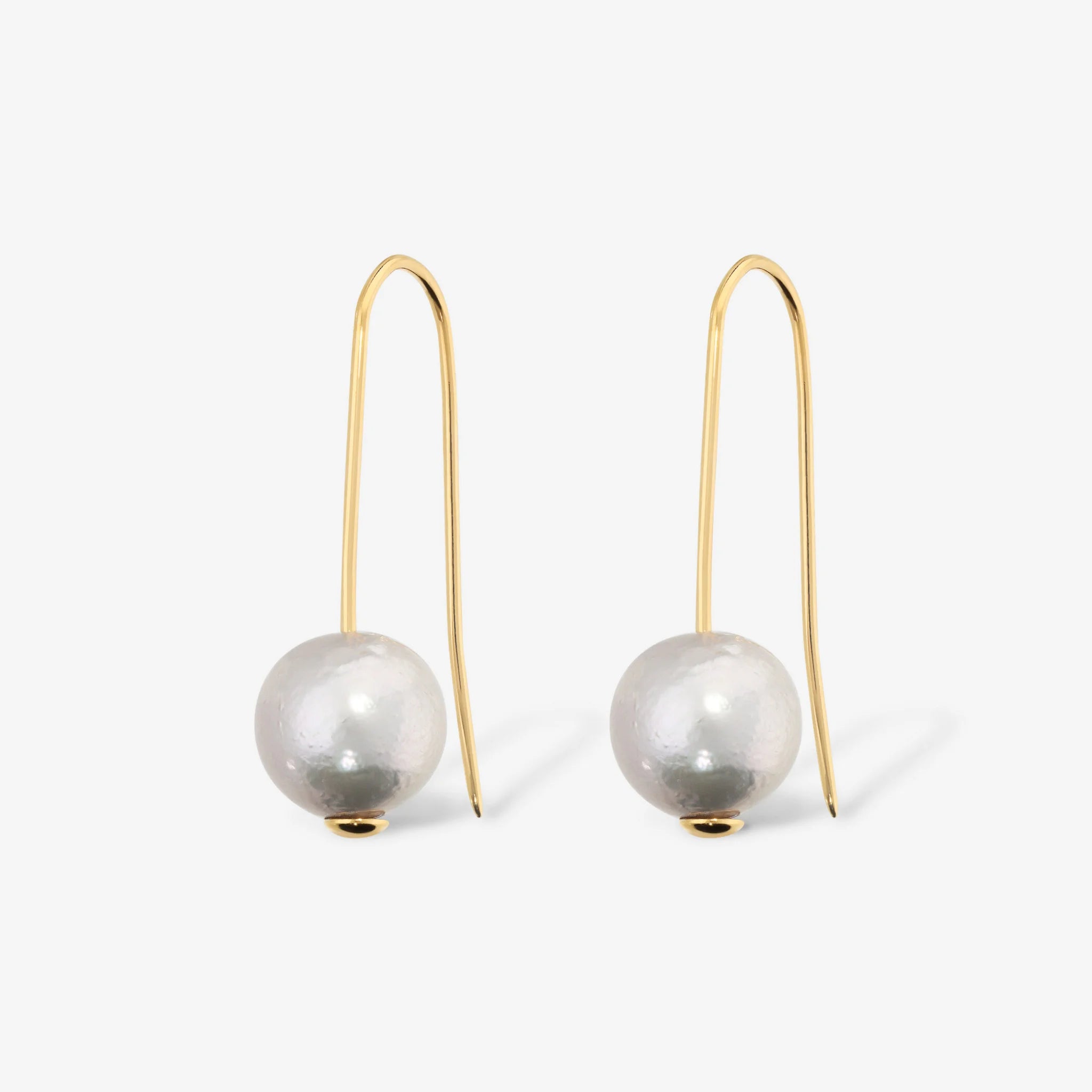 Orecchini Pendenti in Argento 925 placcato Oro Giallo 18Kt con Perle Ming d'Acqua Dolce Ø 12/13 mm