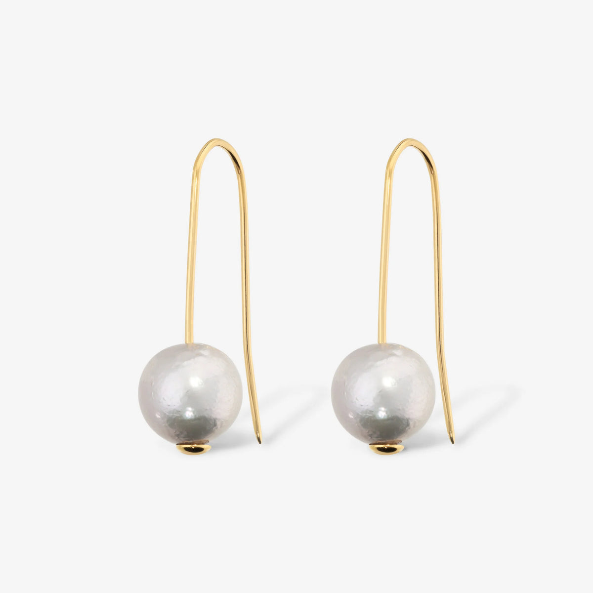 Orecchini Pendenti in Argento 925 placcato Oro Giallo 18Kt con Perle Ming d'Acqua Dolce Ø 12/13 mm
