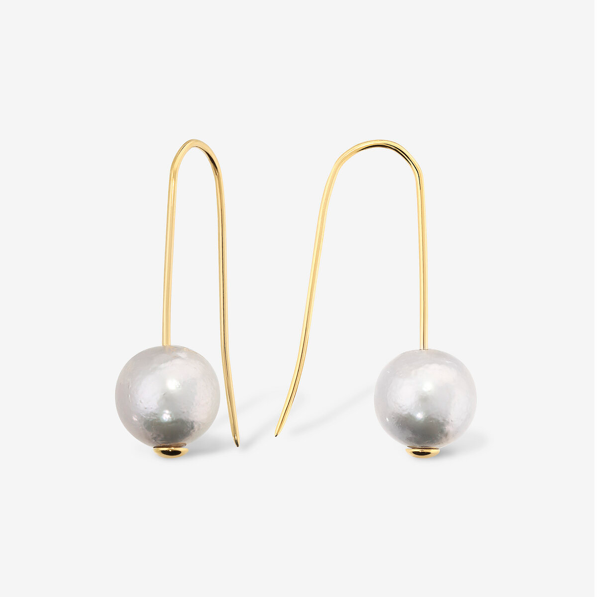 Orecchini Pendenti in Argento 925 placcato Oro Giallo 18Kt con Perle Ming d'Acqua Dolce Ø 12/13 mm