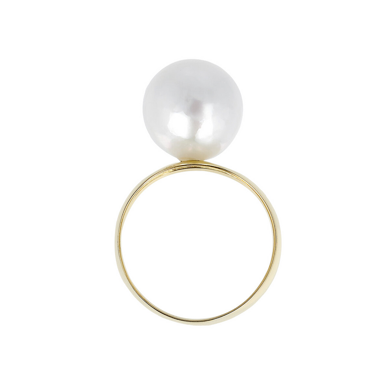 750 Gold Band Ring with Australian White Round Pearl Ø 11/12 mm