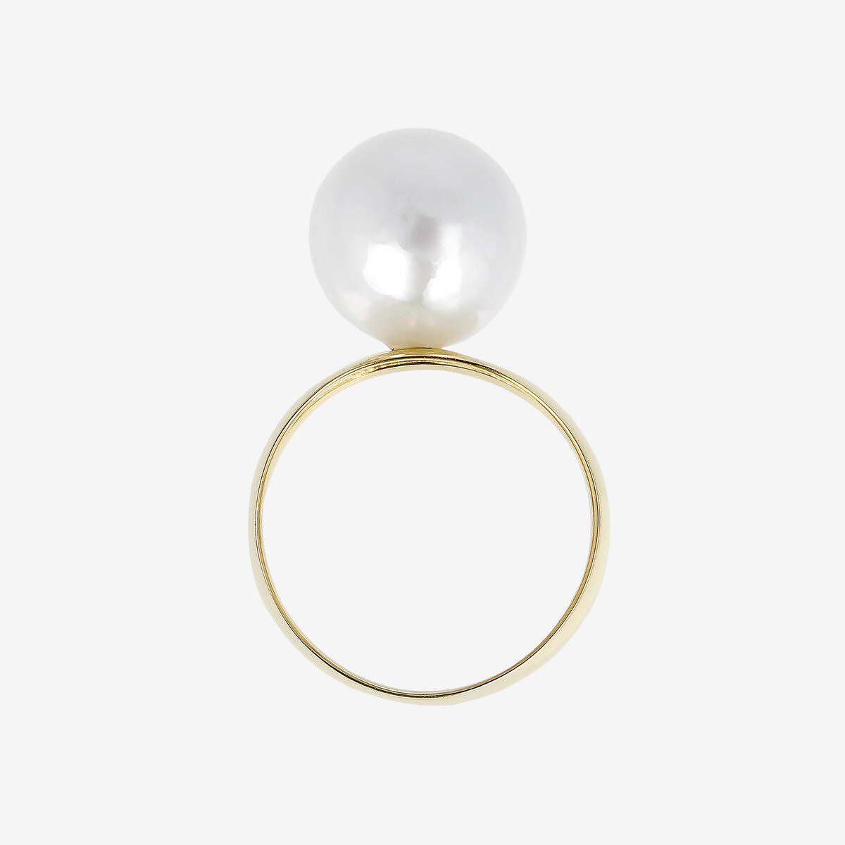 Anello a Fascia in Oro 750 con Perla Tonda Bianca Australiana Ø 11/12 mm