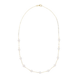 Brillantina Mesh Choker Necklace in 750 Gold with Diamond Mesh and White Akoya Pearls Ø 6/7 mm