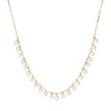 750er Gold-Halskette mit Diamant-Glied und weißen Akoya-Perlen Ø 4/5 mm