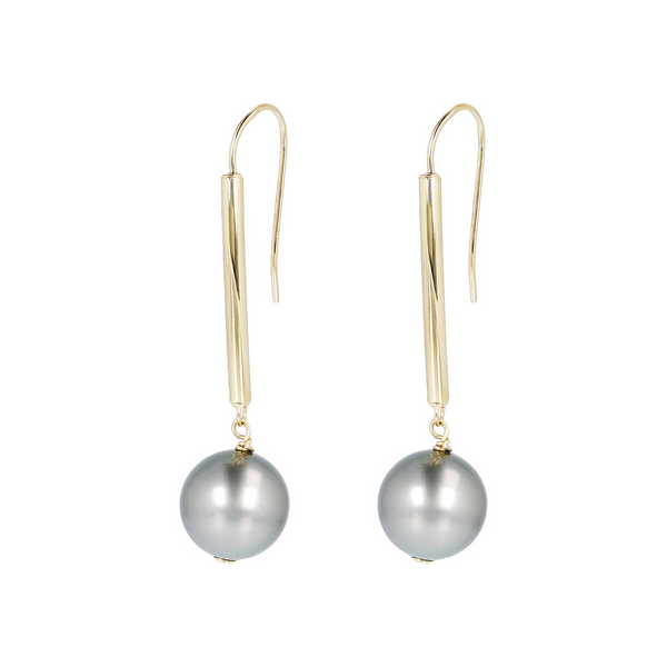 750 Gold Pendant Earrings with Tahitian Pearls Ø 9/10 mm