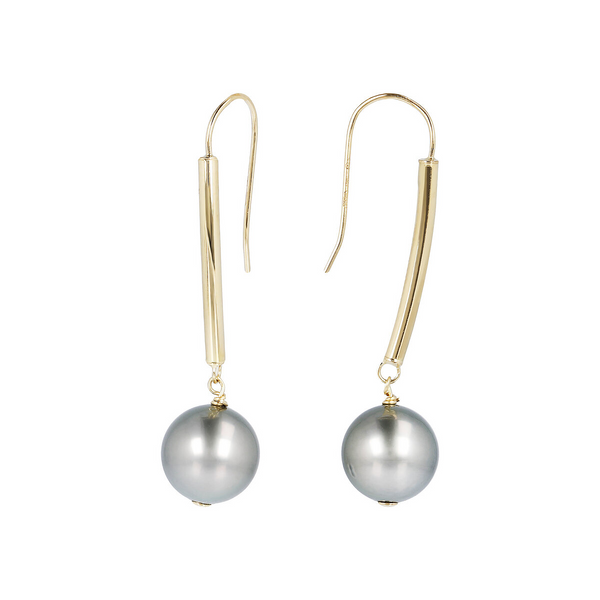 750 Gold Pendant Earrings with Tahitian Pearls Ø 9/10 mm