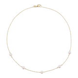 Collier ras de cou Singapore Link en or 750 avec maillon diamant et perles Akoya blanches Ø 6/7 mm
