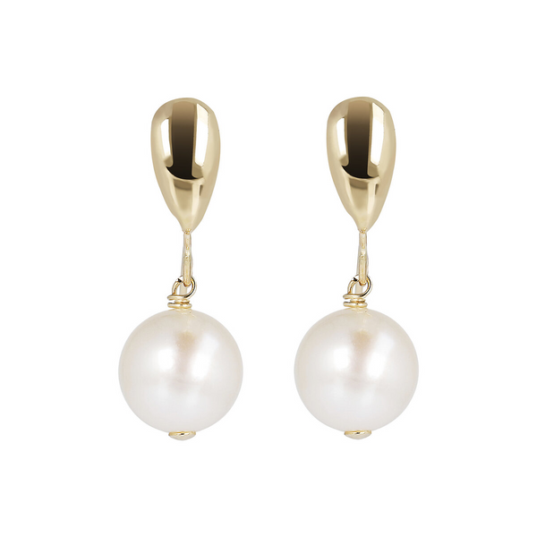750 Gold Pendant Earrings with White Akoya Pearls Ø 9/10 mm