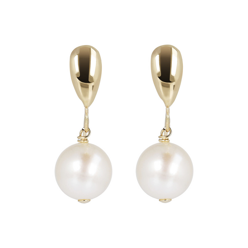 750 Gold Pendant Earrings with White Akoya Pearls Ø 9/10 mm