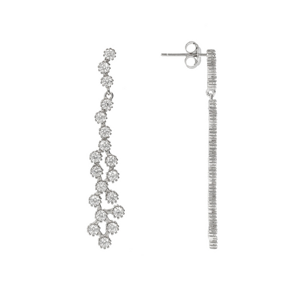 Pendant Earrings in Rhodium plated 925 Silver with Cubic Zirconia