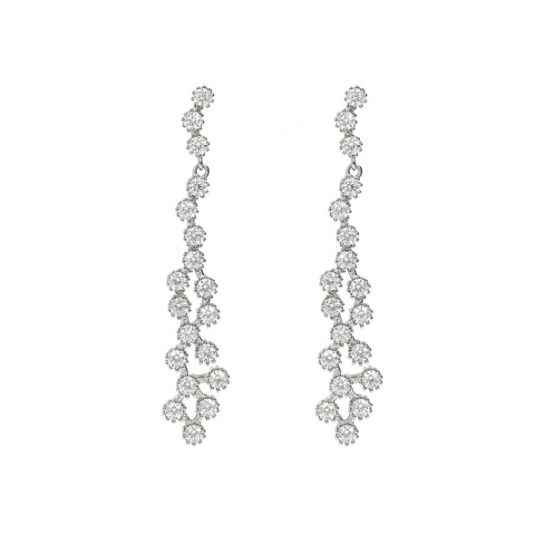 Pendant Earrings in Rhodium plated 925 Silver with Cubic Zirconia