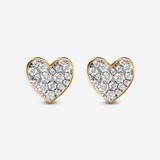 Orecchini Cuore a Lobo in Argento 925 placcato Oro Giallo 18kt con Pavé di Cubic Zirconia