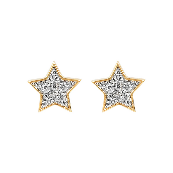 Star Lobe Earrings in 18kt Yellow Gold plated 925 Silver with Cubic Zirconia Pavé