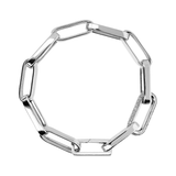 Maxi-Oval-Gliederarmband aus rhodiniertem 925er-Silber mit kubischem Zirkonia-Pavé-Element