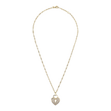 Singapore Necklace in 18kt Yellow Gold plated 925 Silver with Pavé Heart Pendant in Cubic Zirconia