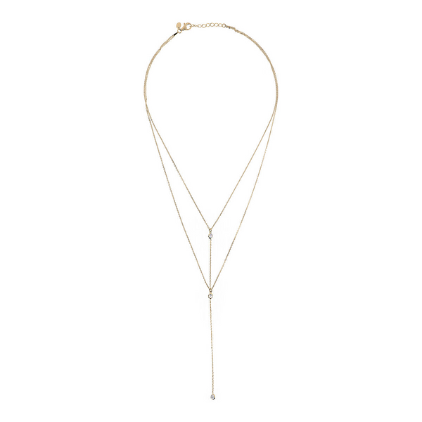 Multistrand Tie Necklace in 18Kt Yellow Gold plated 925 Silver with Cubic Zirconia