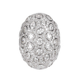 Oval 'Bubble' Ring in Rhodium Plated 925 Silver with Cubic Zirconia