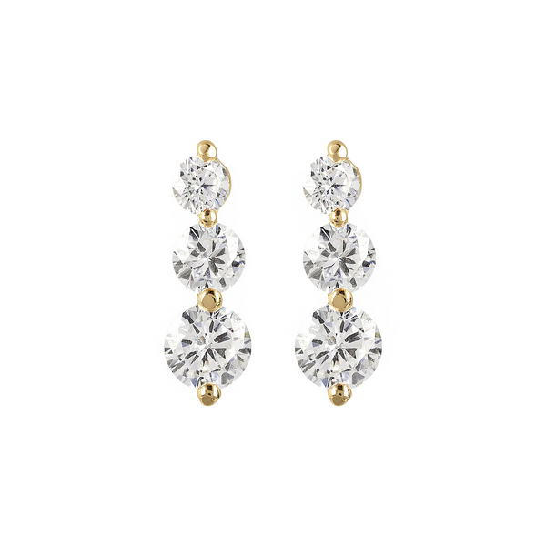 Earrings in 18Kt Yellow Gold plated 925 Silver with Graduated Cubic Zirconia