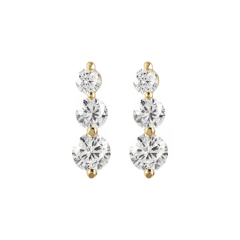 Earrings in 18Kt Yellow Gold plated 925 Silver with Graduated Cubic Zirconia
