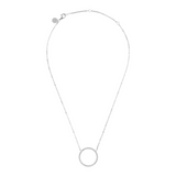 Necklace in Rhodium Plated 925 Silver with Central Circle in Cubic Zirconia Pavé