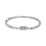 Cubic Zirconia Oval Tennis Bracelet in Rhodium Plated 925 Silver