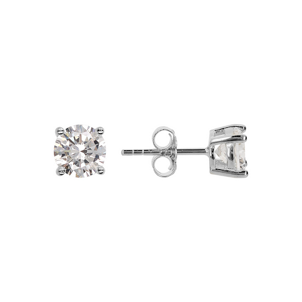 Rhodium-plated 925 Sterling Silver Point Light Earrings with Cubic Zirconia