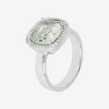 Solitärring mit Amethyst, 925 Platin-plattiertes Sterling Silber mit Cubic Zirkonia Pavé