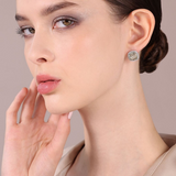 Boucles d'oreilles Lobe Améthyste en Argent 950 Plaqué Platine avec Pavé de Zircones Cubiques
