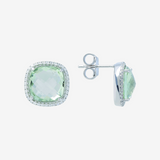 Boucles d'oreilles Lobe Améthyste en Argent 950 Plaqué Platine avec Pavé de Zircones Cubiques