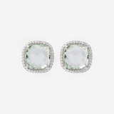 Boucles d'oreilles Lobe Améthyste en Argent 950 Plaqué Platine avec Pavé de Zircones Cubiques
