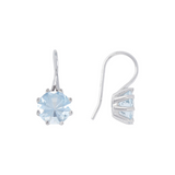Pendant Earrings in 925 Sterling Silver Platinum Plated with Faceted Azure Topaz