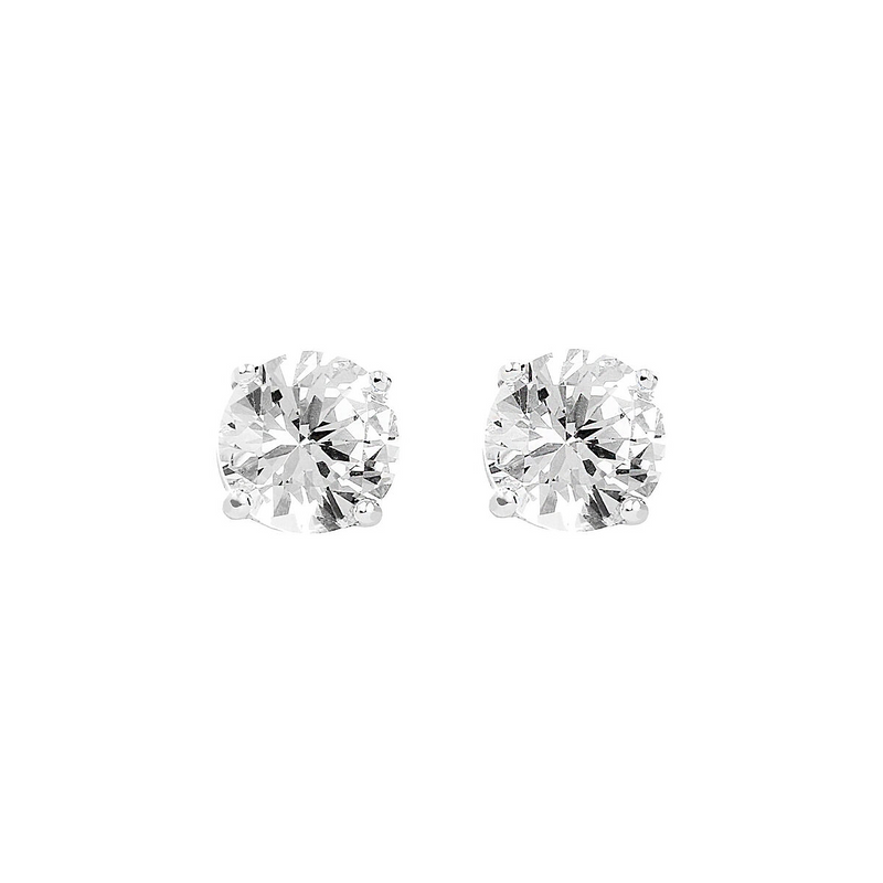 Light Point Earrings with White Cubic Zirconia in Rhodium Plated 925 Sterling Silver 