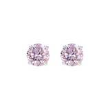 Light Point Stud Earrings with Pink Cubic Zirconia in Rhodium-plated 925 Sterling Silver 