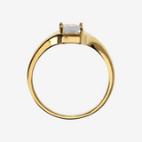 Solitaire ring in 18Kt yellow gold plated 925 silver with cubic zirconia