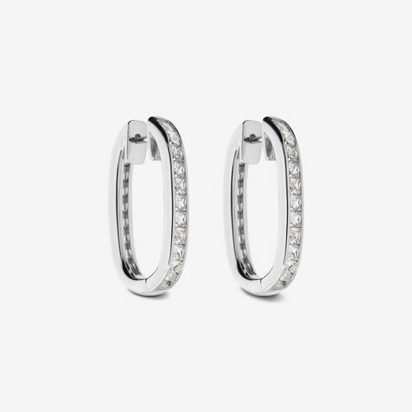 Boucles d'oreilles ovales en argent 925 avec zircons cubiques