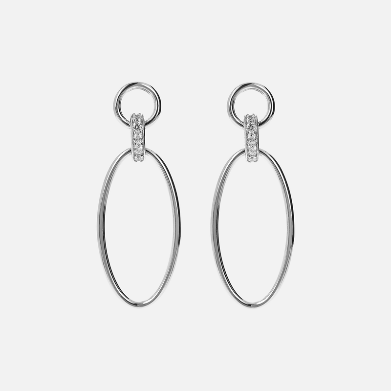 Boucles d'oreilles pendantes ovales en argent 925 avec zircons cubiques