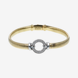 Tubogas Bracelet in 18Kt Yellow Gold Plated 925 Silver with Cubic Zirconia Pavé
