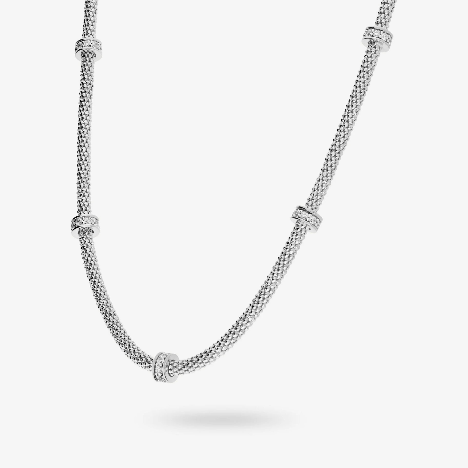 祝日セールrippmonster正解のないsilver chain choker Popcorn Link Choker Necklace in 925 Silver with Cubic Zirconia