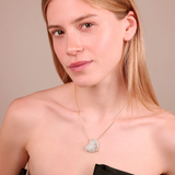 Collana Lunga in Argento 925 placcato Oro Giallo 18Kt e Pendente Cuore con Pavé in Cubic Zirconia