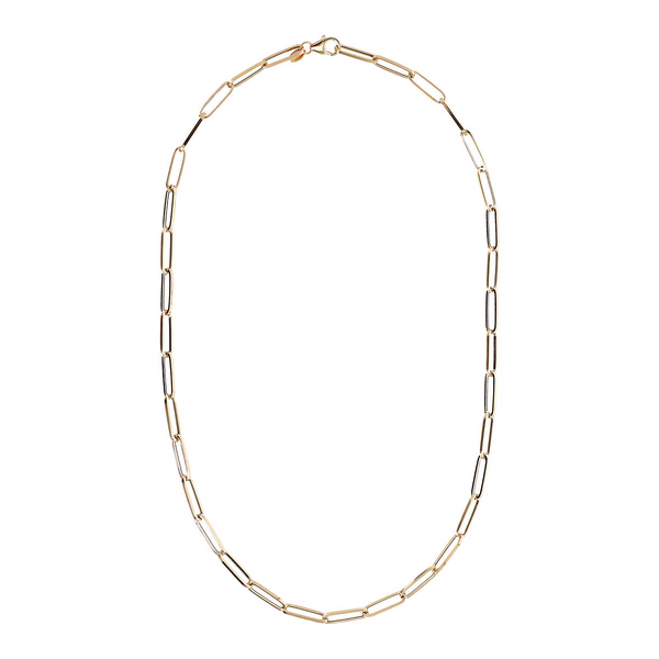 750 Gold Choker Necklace with Rectangular Links