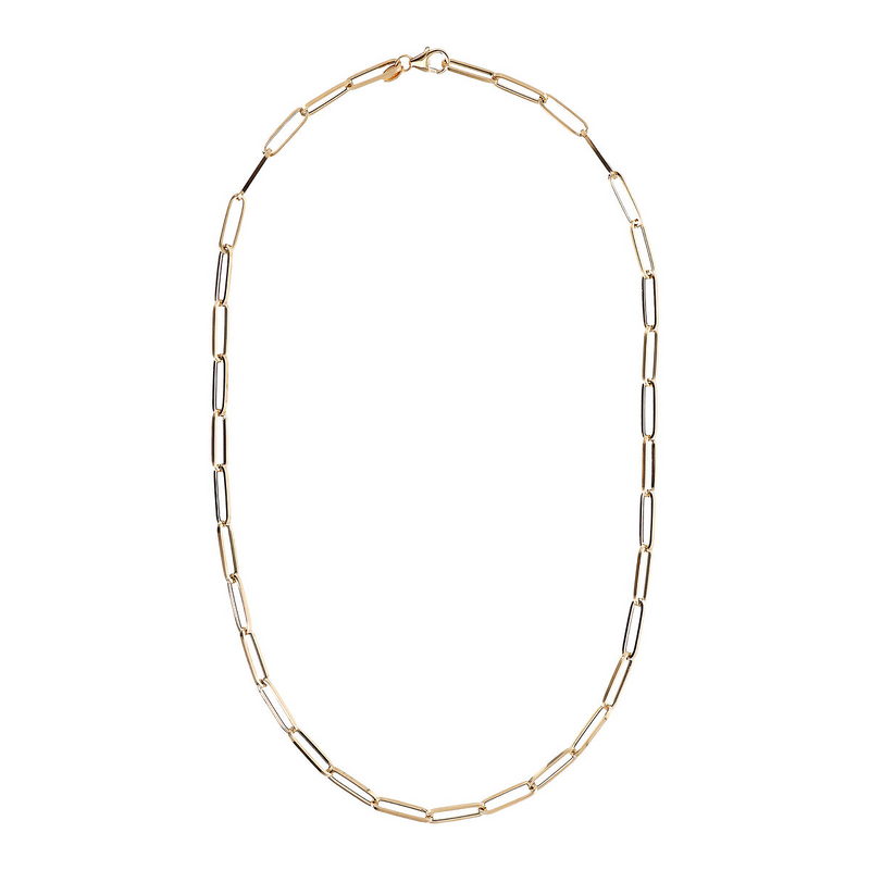 750 Gold Choker Necklace with Rectangular Links