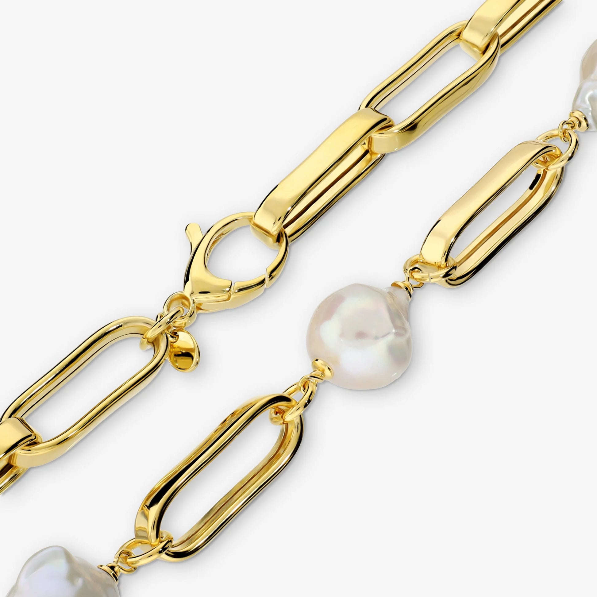 Collana Girocollo placcata Oro Giallo 18Kt con Perle Scaramazze Bianche d'Acqua Dolce Ø 12/13 mm
